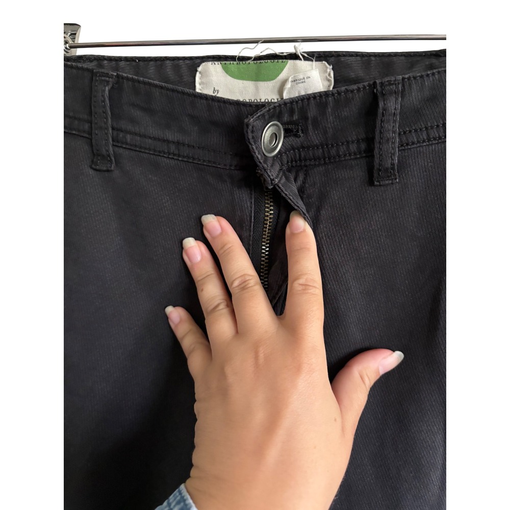Anthropologie Cropped Pants Size 28 Black Buttoned‎ Ankle Stretch Casual Career - Picture 3 of 7